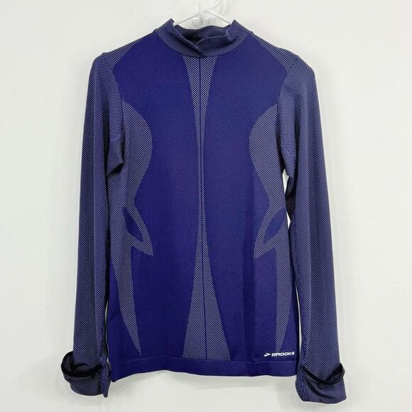 Brooks Equilibrium X Static Purple Fit Stretch Mitten Cuff Running Athletic Top - Picture 1 of 16
